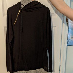 Black Hoodie with asymmetrical zipper